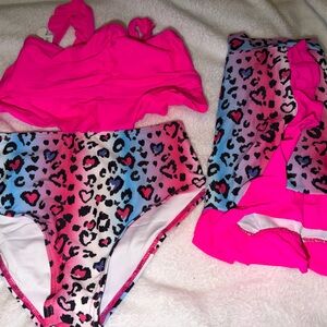 PatPat Pink and Multicolor Leopard Kids Bikini Set. NWT. 8/9 years.